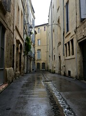 Montpellier May 2024: Visit the magnificent city of Montpellier in Occitanie. Street photos - View of the narrow streets