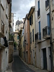 Montpellier May 2024: Visit the magnificent city of Montpellier in Occitanie. Street photos - View of the narrow streets