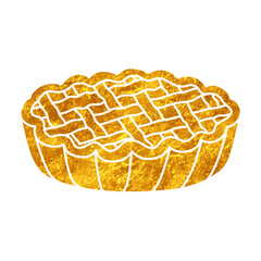 Pie drawing in gold color style