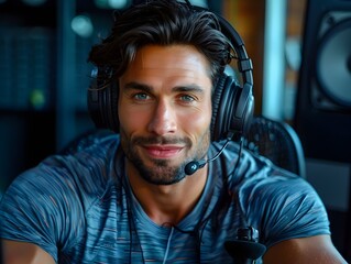 Fitness Influencer Recording Motivational Health and Wellness Podcast
