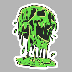 Fototapeta premium Green Melting Skull Vector Illustration