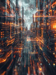 Fototapeta premium Background of futuristic urban and business architec. Generative Ai