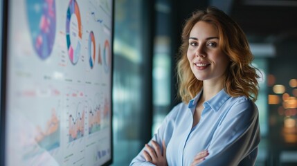 Businesswoman with Data Analysis Charts.