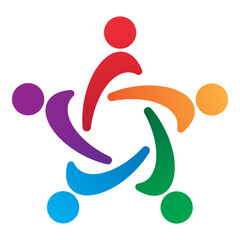 Graphic representation of unity with colorful people icons