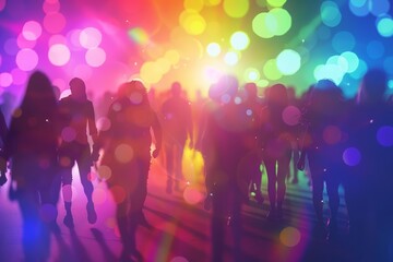 National Coming Out Day features a colorful glow HUD icon of a vibrant pride parade, styled in solid color fashion, serving as an empowering banner template