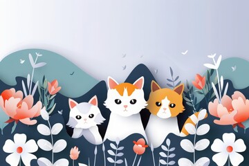 Paper Effect greeting card concept illustration of Fathers Day, featuring a fishing rod and hat, in solid color, illustration template