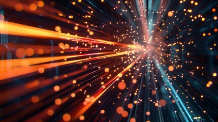 Fototapeta premium Bits of data in high speed transfer background