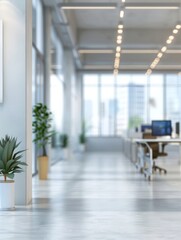 Blurred Modern open office interior for corporate business or call centre with blurred background