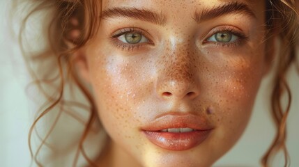 Portrait of a model with glowing skin. AI generate illustration