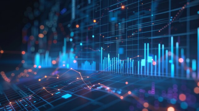 Business audit stock financial finance management on analysis data strategy with graph accounting marketing or report chart economy investment research profit concept. Generative AI
