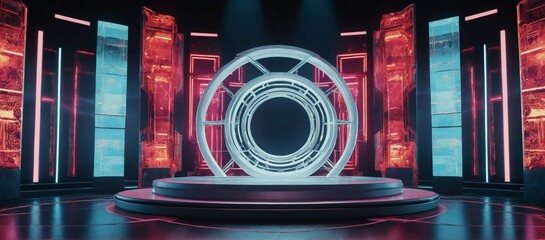 podium background 3D light tech stge future platform | abstract light background