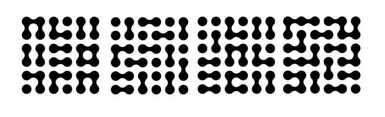 Circle fluid transition logo. Integration abstract symbol. Circles pattern point movement. Vector