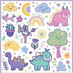 Fototapeta premium Cute Patterns for Kids