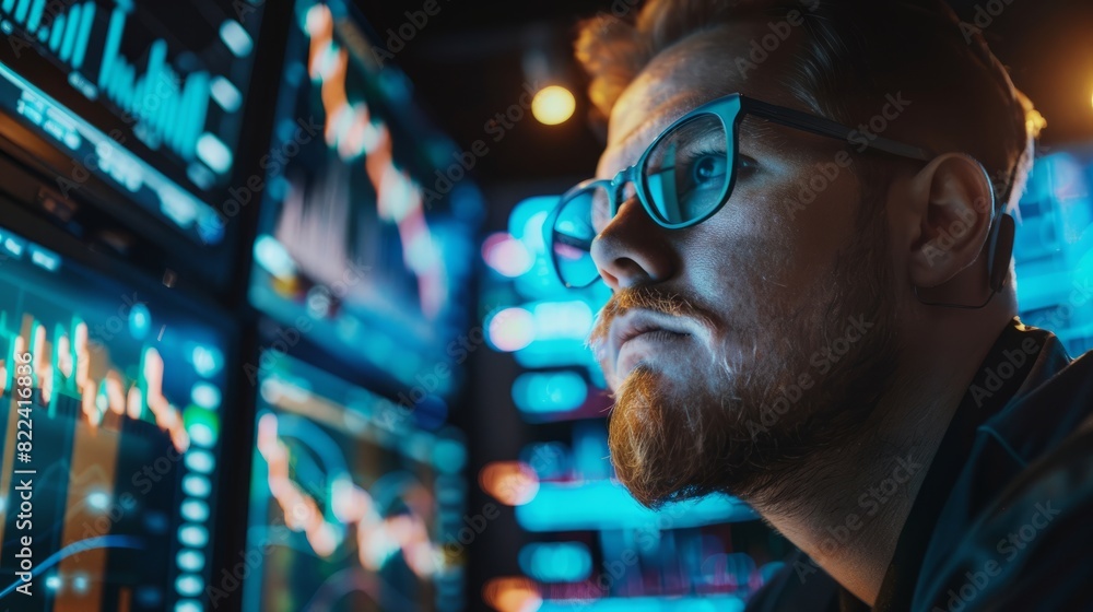 Poster data analyst and chartist analyzing market data