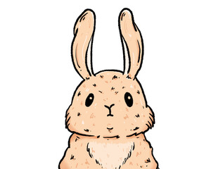 Cute Bunny cartoon character icon color hand drawn Flat vector illustration icon	
