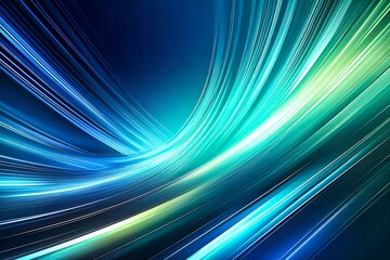 Tech background featuring blue and green dynamic motion lines. Ideal for modern tech designs. 