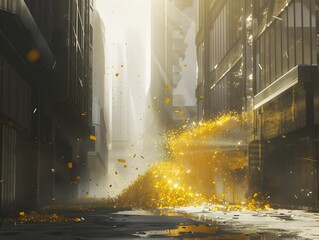 Sunset Lighting Showcases Product Placement Amidst Monotone Silver Chaos and Dusty Air