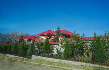 Houses located near the mountain