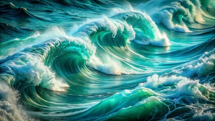 A blend of deep teal and light seafoam green waves Texture Background