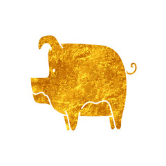 drawing in gold color style pig