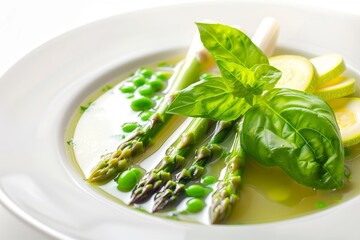 Delectable Asparagus and Pea Soup with Zucchini Slivers