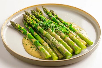 Asparagus with Mustard Dressing on Elegant Plate