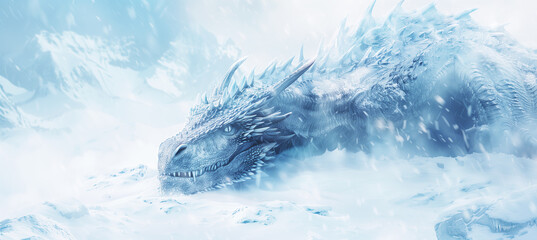 Magic Dragon in Snow Blue Toned Banner - Powered by Adobe