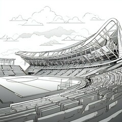 Fototapeta premium football stadium black white illustration