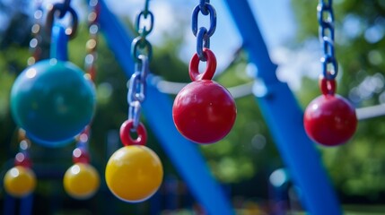 Swings made of bonds bouncing kids up and down while they learn about chemical bonds.