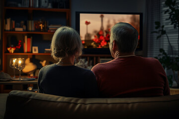 Fototapeta premium Generative AI image of young person in the living room watching movie