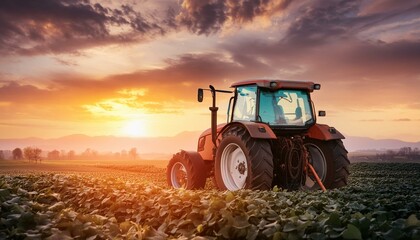 tractor in field, planting food crop