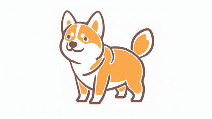 Charming and cute illustration of a corgi dog in orange and white, drawn with simple shapes and bold lines. The doodle style and happy expression reflect Ryo Takemasa's influence on a white background