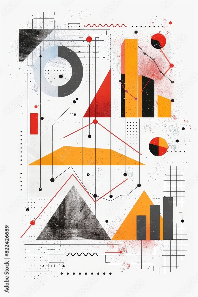 Poster abstract geometric progress chart for business growth - modern data visualization