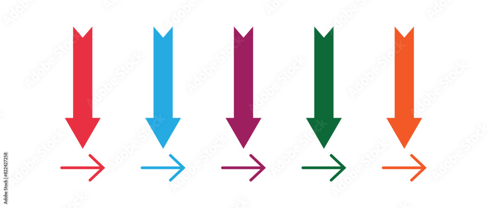 Poster arrow icon set. various colorful arrow icon set on white background. 10 eps. vector.