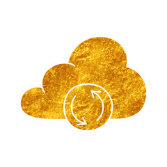 Cloud syncing drawing in gold color style