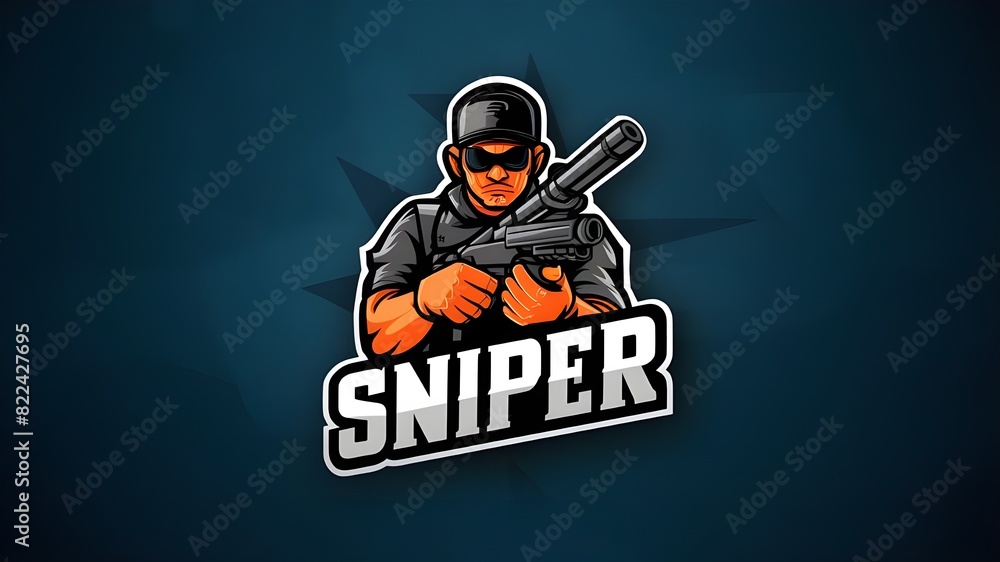 Wall mural Shooter Mascot Logo - Sniper Character Design - Wall murals