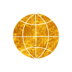 Globe drawing in gold color style