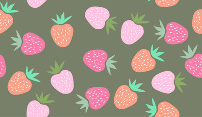 Cute strawberry fruits pattern background vector design