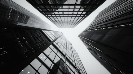 Modern Office Skyscrapers Seen from Below