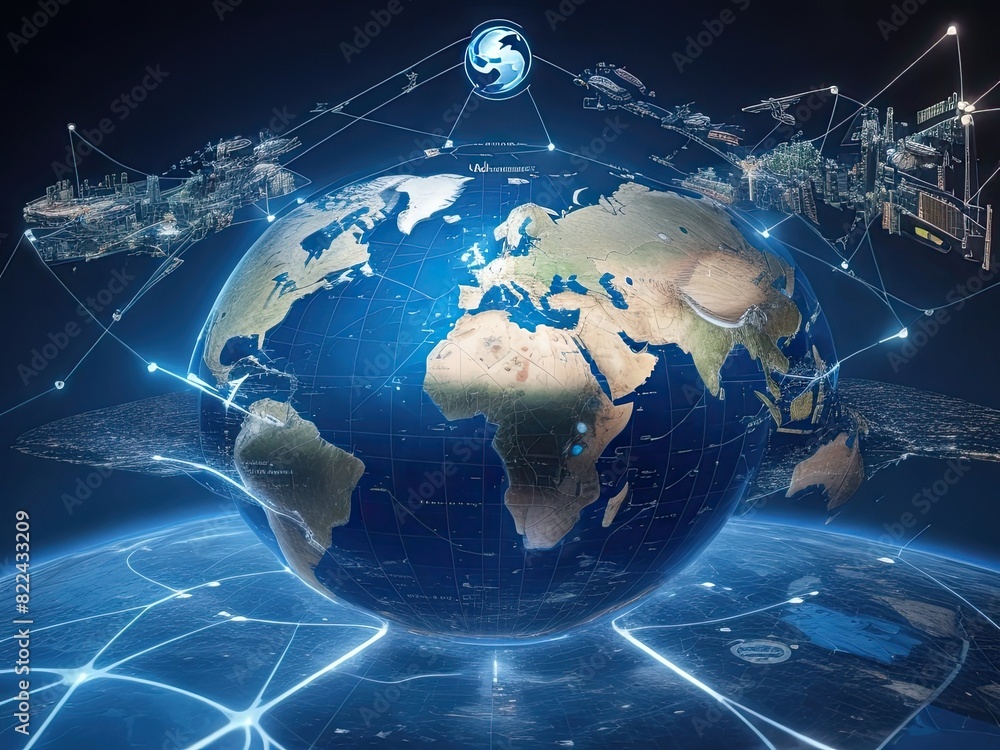 Aufkleber a global business network that is linked to innovative solutions and digital marketing strategies.