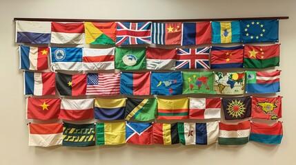 flags of the world on the wall