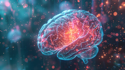 Fototapeta premium Visual Representation and Explanation of Multiple Sclerosis Disease and its Impact on the Human Brain. AI generative.