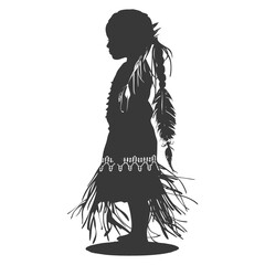 Fototapeta premium Silhouette native american little girl black color only