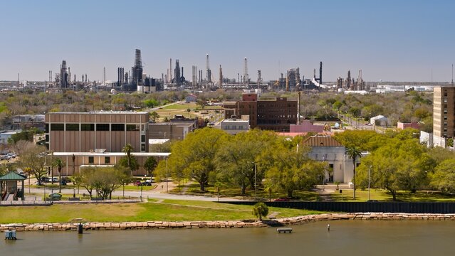 4K Ultra HD Image: Aerial Shot of Port Arthur, Texas, with Oil Refineries in Background