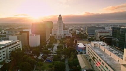 4K Ultra HD Drone image: Aerial View of Downtown Los Angeles on a Clear Spring Day