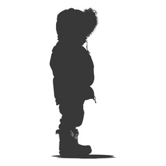 Silhouette native arctic tribe little boy black color only