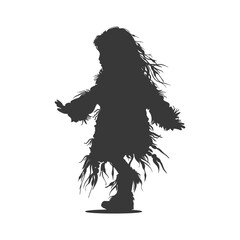Fototapeta premium Silhouette native arctic tribe little girl black color only