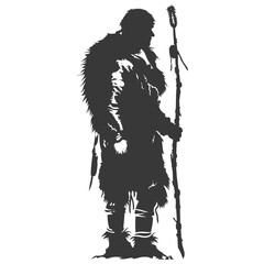 Silhouette native arctic tribe man black color only
