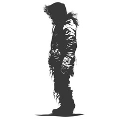 Fototapeta premium Silhouette native arctic tribe man black color only