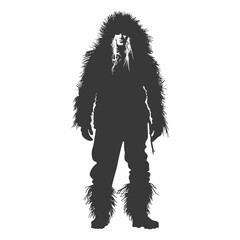 Fototapeta premium Silhouette native arctic tribe man black color only